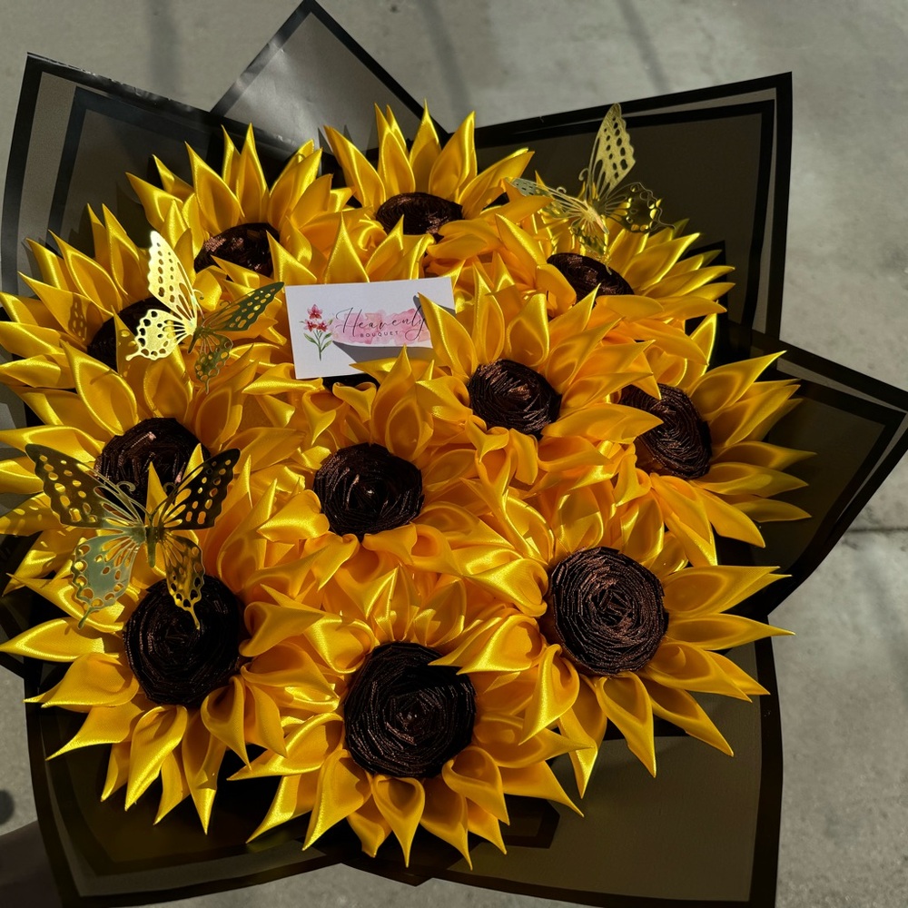 Vibrant Sunflower Bouquet with Butterflies